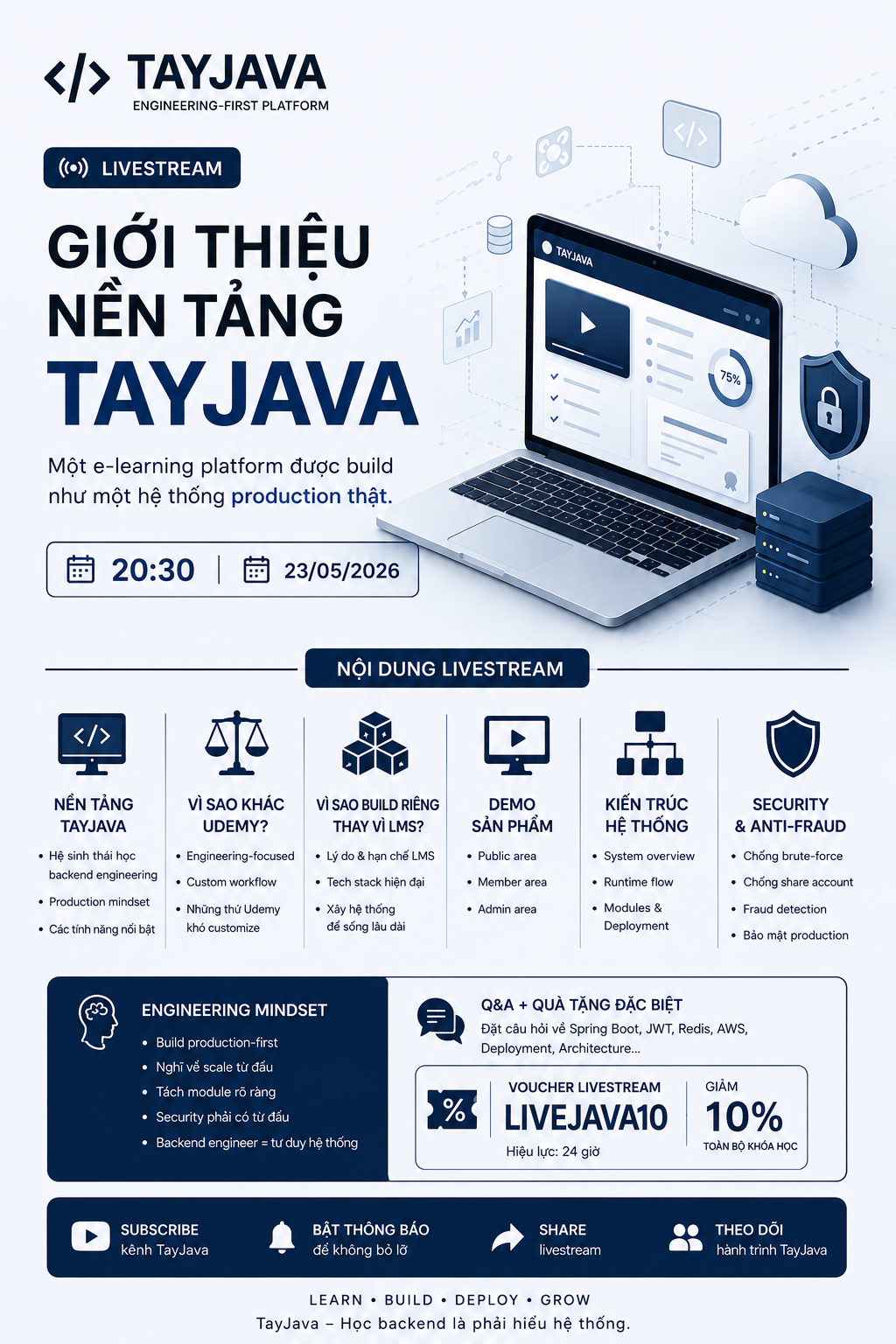 LIVESTREAM: Giới thiệu nền tảng TayJava — E-learning được build như một hệ thống production thật